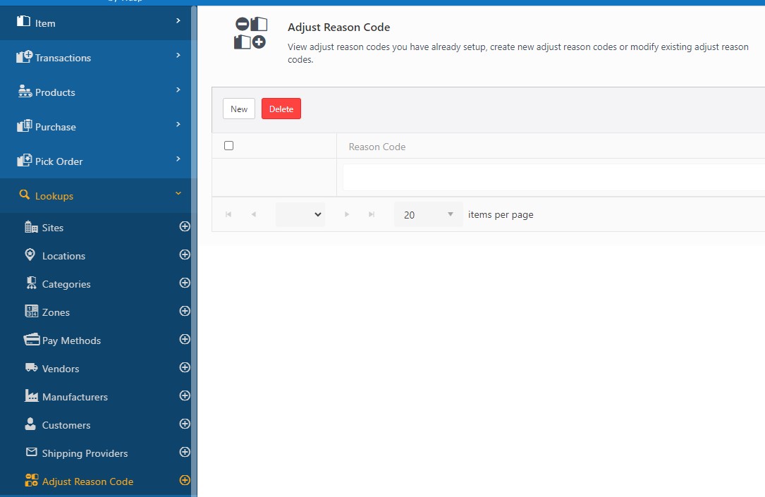 Adjust Reason Code Lookup