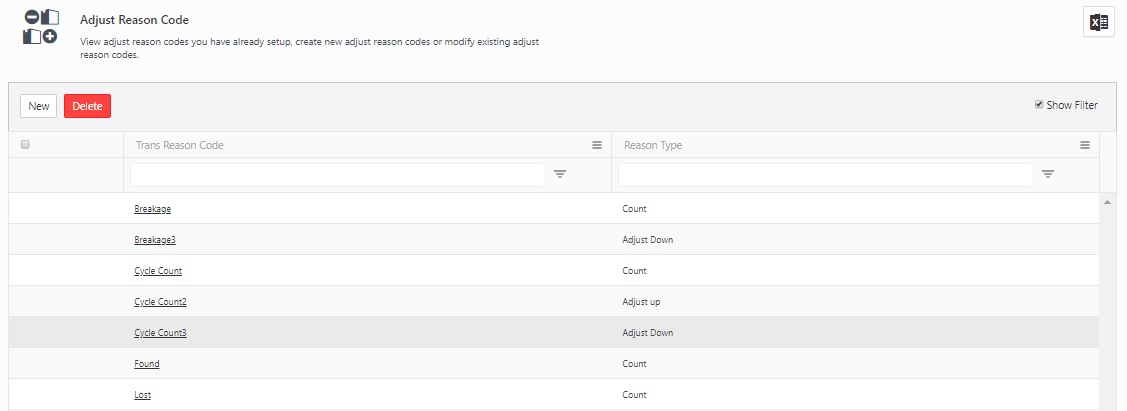 Adjust Reason Code Lookup