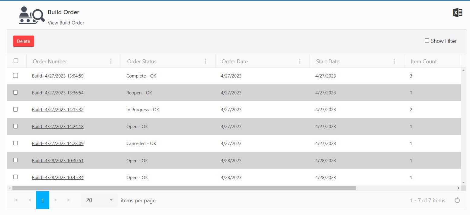 View Build Orders